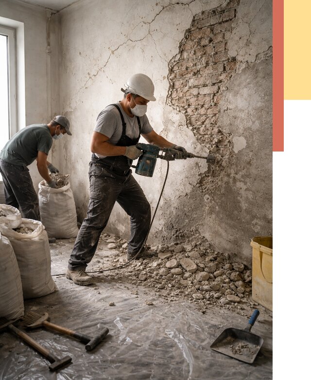 Демонтаж штукатурки со стен в Чите от 7452 руб/м² — быстро и недорого | ОТДЕЛОЧНИК-Чта