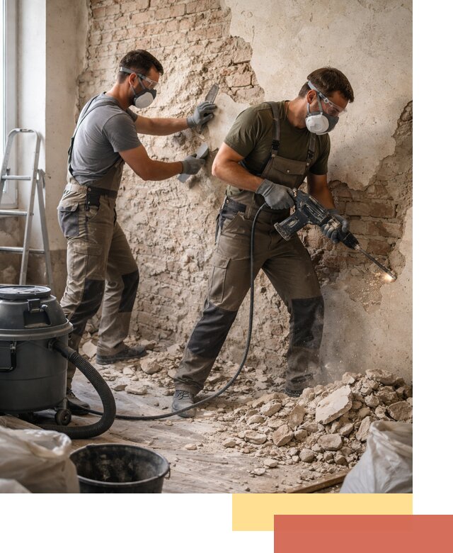 Демонтаж штукатурки со стен в Чите быстро и аккуратно