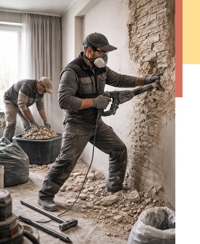 Демонтаж декоративного камня в Чите от 1501 руб/м² — быстро и недорого | ОТДЕЛОЧНИК-Чта