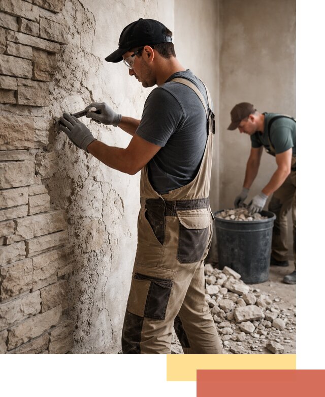 Демонтаж декоративного камня в Чите профессионально и безопасно