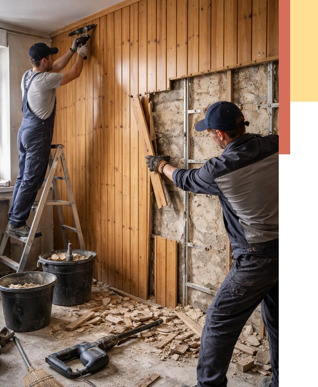 Демонтаж вагонки со стен в Чите от 1501 руб. — снятие, удаление, срочно | ОТДЕЛОЧНИК-Чта