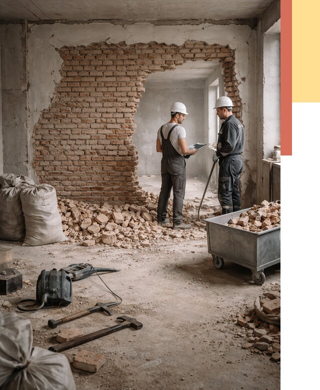 Демонтаж кирпичных стен в Чите от 4347 руб. — быстро, недорого, под ключ | ОТДЕЛОЧНИК-Чта