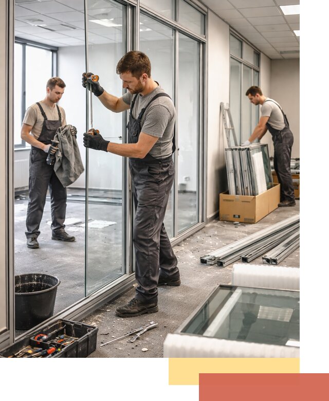 Демонтаж стеклянных перегородок в Чите быстро и безопасно