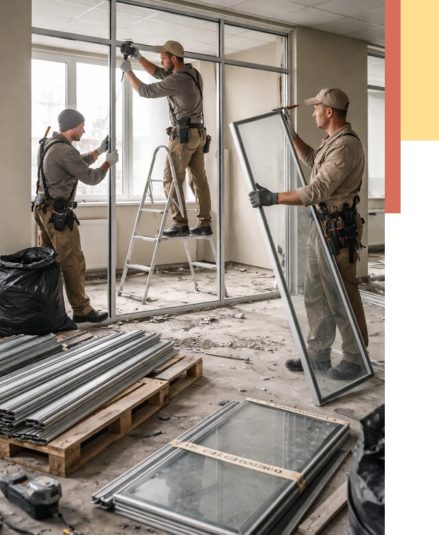 Демонтаж алюминиевых перегородок в Чите от 4347 руб. — быстро и недорого | ОТДЕЛОЧНИК-Чта