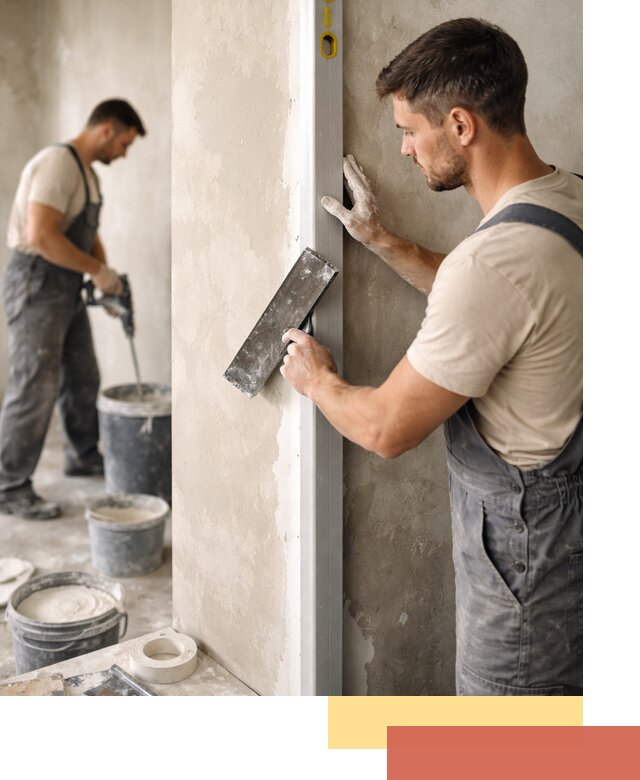 Выведение углов стен в Чите: монтаж и оштукатуривание