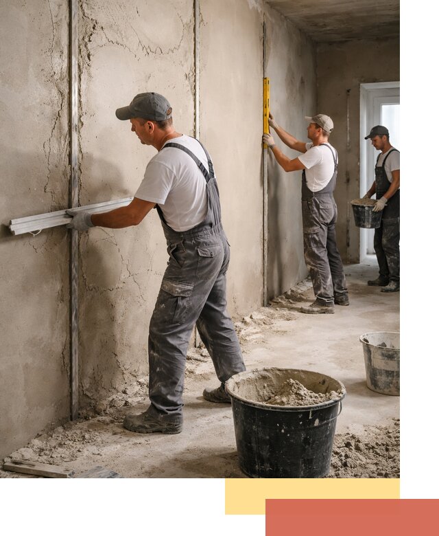 Штукатурка стен по маякам в Чите — точная и ровная поверхность