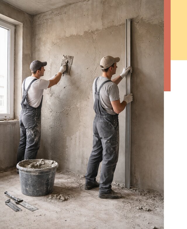Штукатурка бетонных стен в Чите от 4658 руб/м² — качественно и быстро | ОТДЕЛОЧНИК-Чта