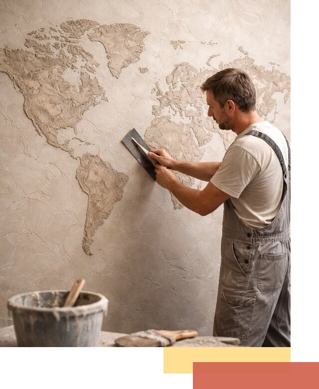 Декоративная штукатурка «Карта мира» под ключ в Чите