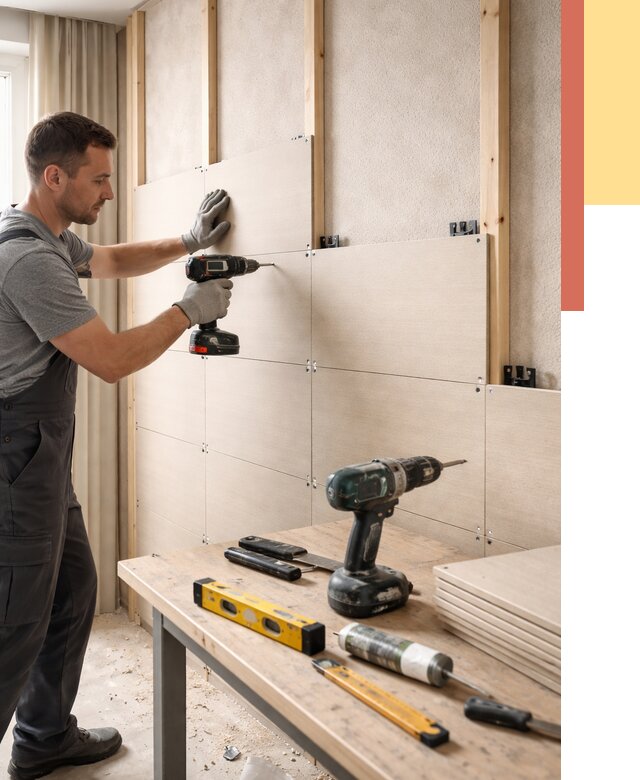 Монтаж МДФ панелей на стены в Чите от 1294 руб. под ключ | ОТДЕЛОЧНИК-Чта