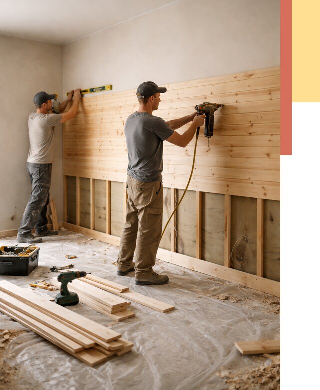 Монтаж деревянной вагонки на стены в Чите от 7763 руб. | Услуги монтажа вагонки | ОТДЕЛОЧНИК-Чта