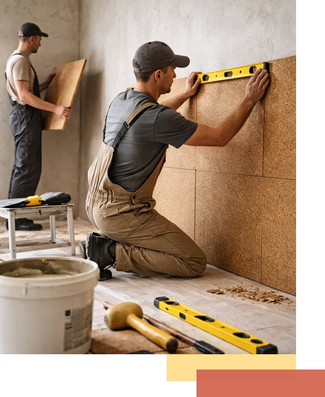 Монтаж пробковых панелей на стены в Чите быстро и качественно