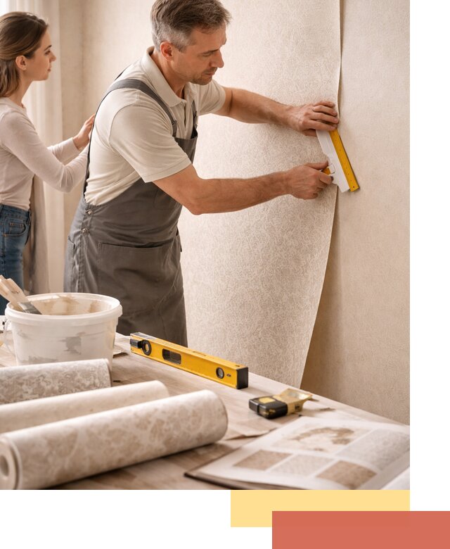 Поклейка обоев с подбором рисунка в Чите