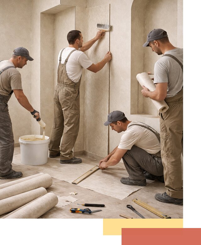 Поклейка обоев на сложные стены и неровные поверхности в Чите