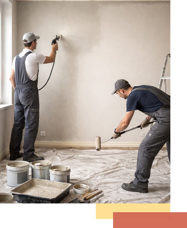 Покраска стен моющейся краской и защита поверхностей в Чите