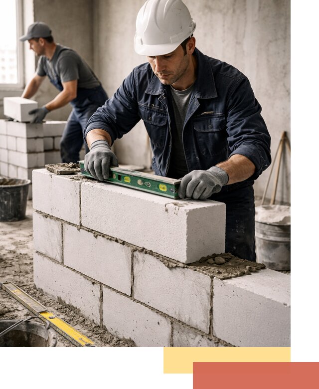 Кладка перегородок из пеноблока под ключ в Чите