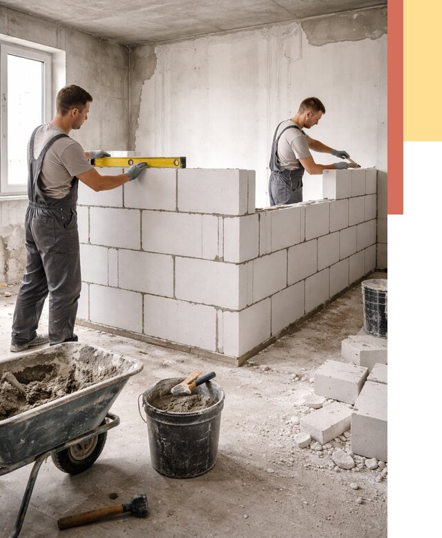 Кладка перегородок из ПГП в Чите от 2588 руб./м2 — монтаж и возведение под ключ | ОТДЕЛОЧНИК-Чта