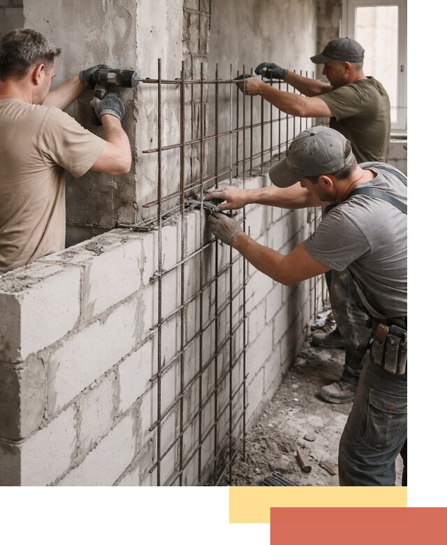 Армирование кладки перегородок в Чите профессионально и надёжно