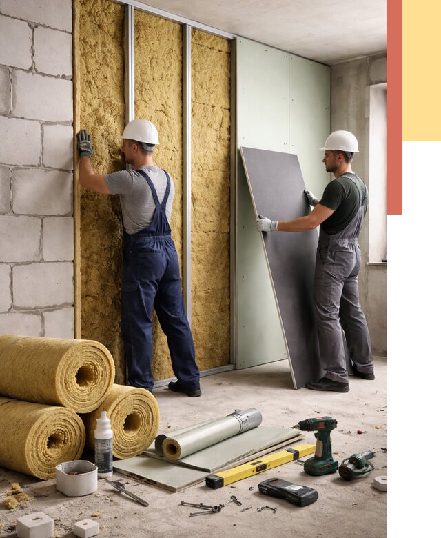 Шумоизоляция перегородок из блоков в Чите от 1915 руб./м² — быстро и недорого | ОТДЕЛОЧНИК-Чта