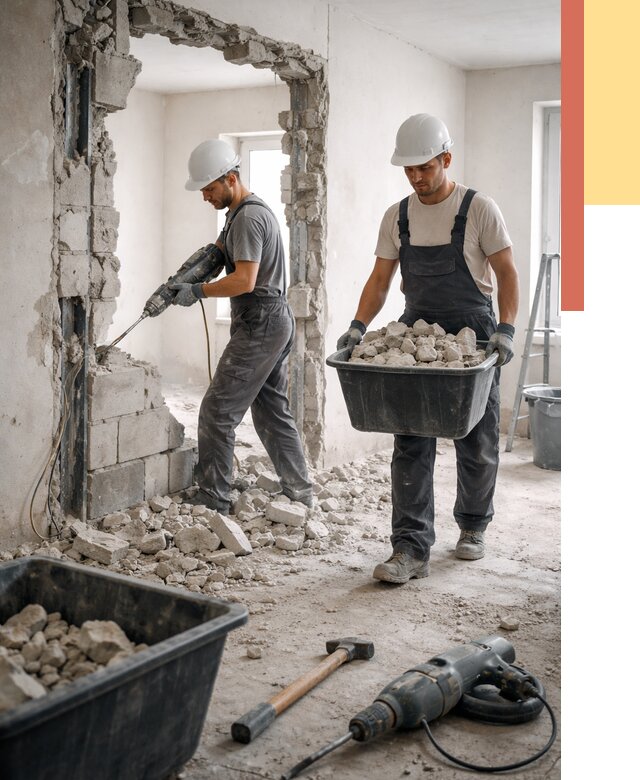 Демонтаж блоковых перегородок в Чите от 3881 руб. — быстро и недорого | ОТДЕЛОЧНИК-Чта