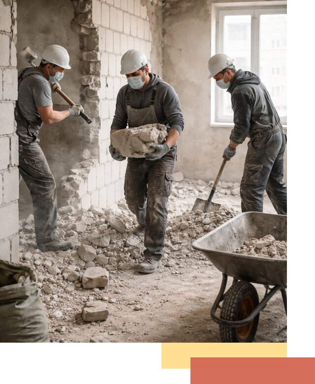 Демонтаж блочных перегородок в Чите быстро и аккуратно