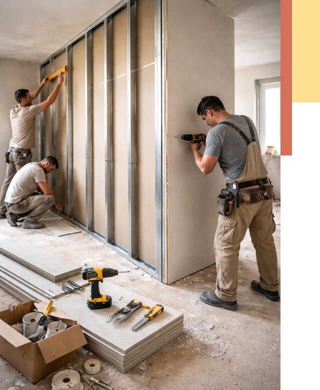 Монтаж однослойной перегородки из гипсокартона в Чите от 673 руб. | ОТДЕЛОЧНИК-Чта