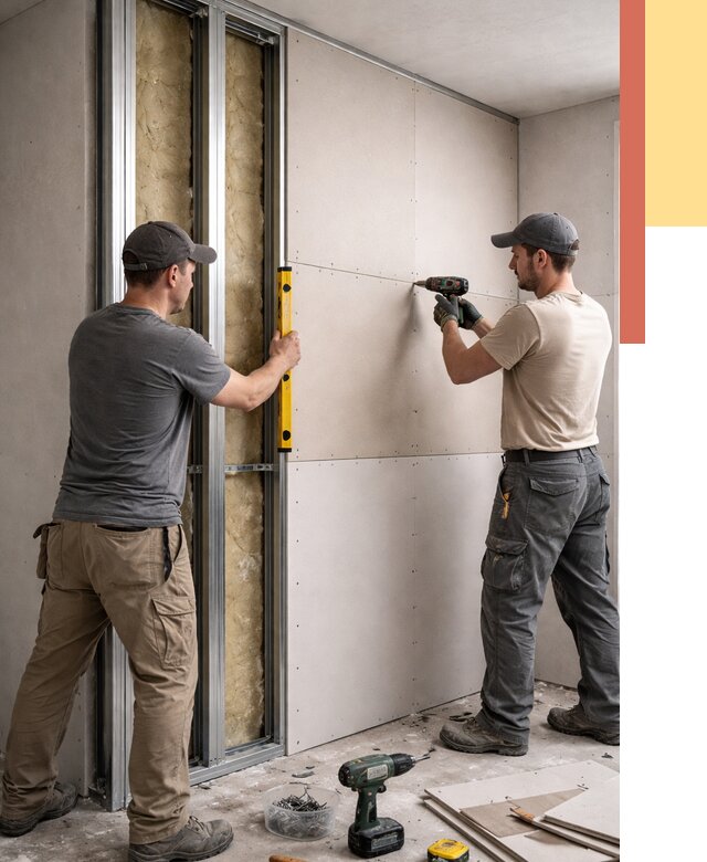 Монтаж двухслойной перегородки из гипсокартона в Чите от 1501 руб. | ОТДЕЛОЧНИК-Чта