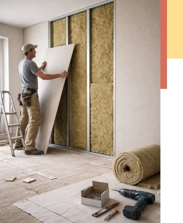 Перегородка из гипсокартона с шумоизоляцией в Чите от 3229 руб. | ОТДЕЛОЧНИК-Чта