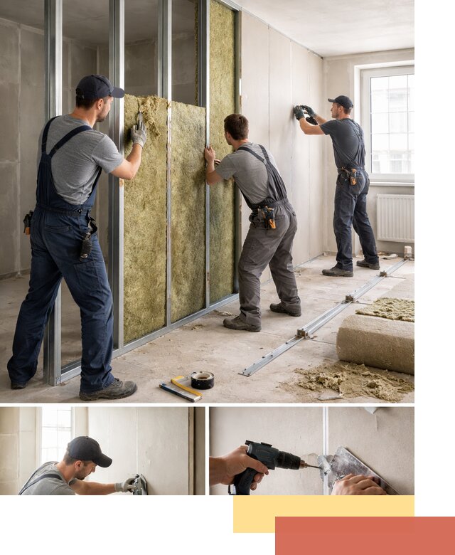 Перегородка из гипсокартона с шумоизоляцией в Чите — монтаж под ключ