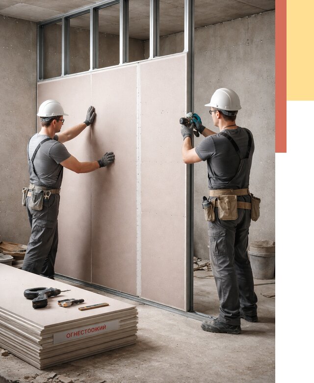 Перегородка из огнестойкого гипсокартона в Чите от 1915 руб. под ключ | ОТДЕЛОЧНИК-Чта