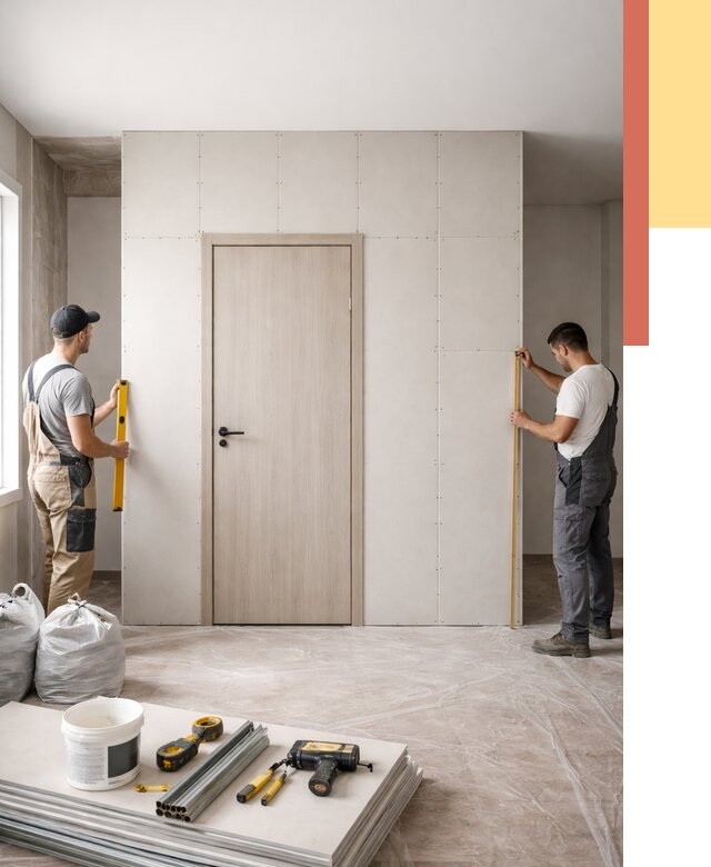 Перегородка из гипсокартона с дверью в Чите от 4658 руб. под ключ | ОТДЕЛОЧНИК-Чта