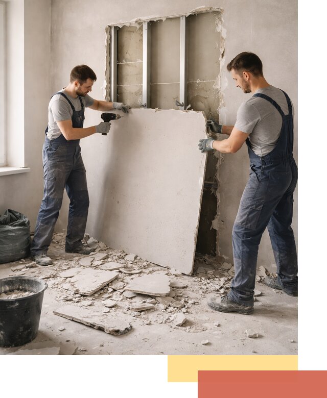 Демонтаж перегородки из гипсокартона в Чите быстрый и аккуратный