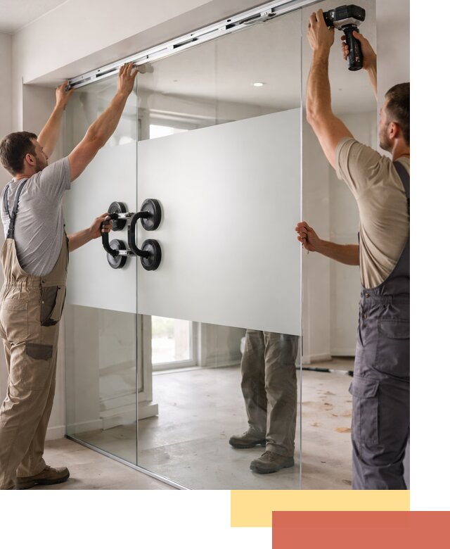 Матовые стеклянные перегородки под ключ в Чите