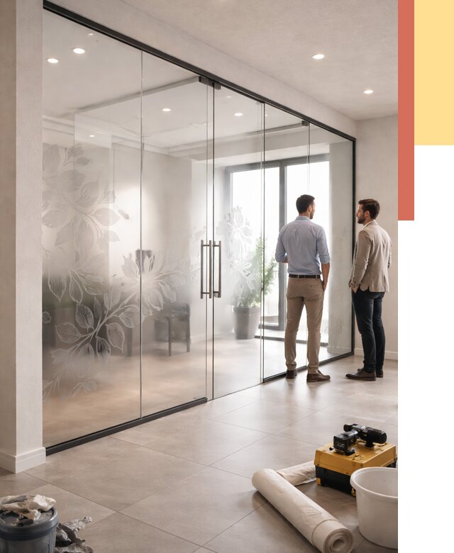 Стеклянные перегородки с рисунком в Чите от 12938 руб. монтаж и нанесение | ОТДЕЛОЧНИК-Чта