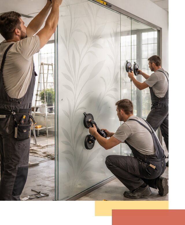 Стеклянные перегородки с рисунком на заказ в Чите