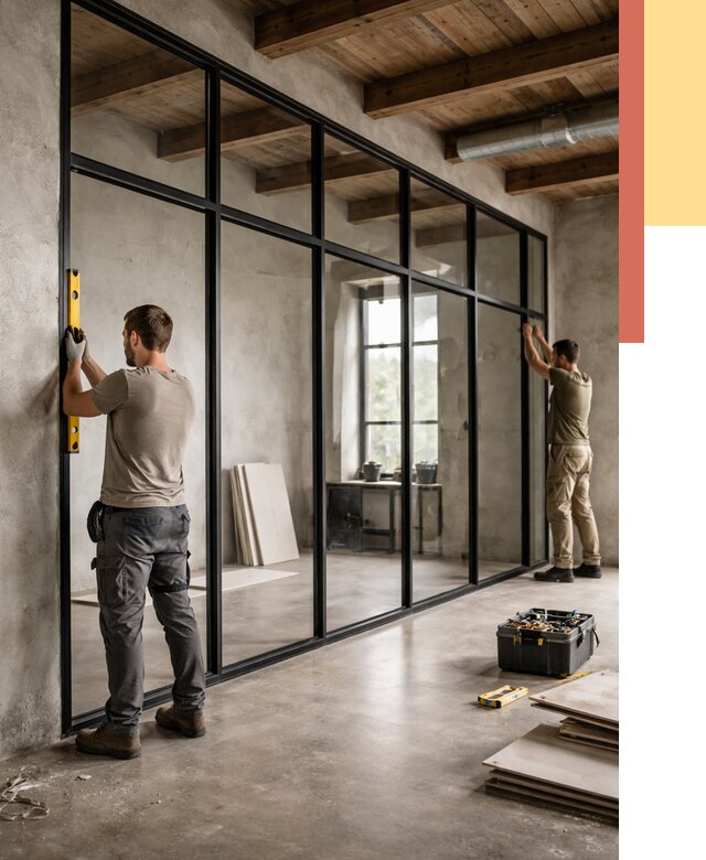 Стеклянные перегородки лофт в Чите от 10868 руб. под ключ | ОТДЕЛОЧНИК-Чта