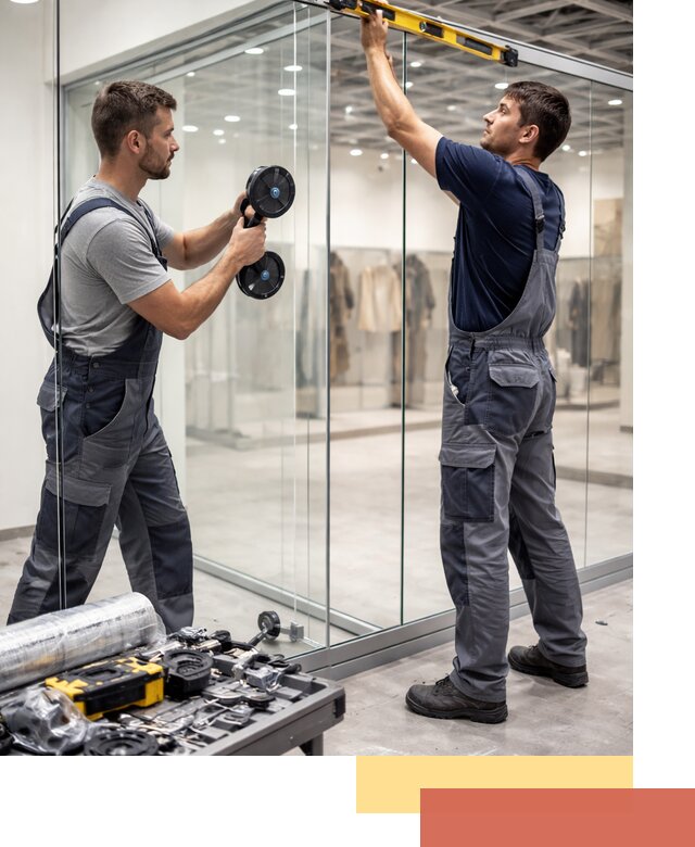 Стеклянные перегородки для магазинов в Чите — монтаж и установка