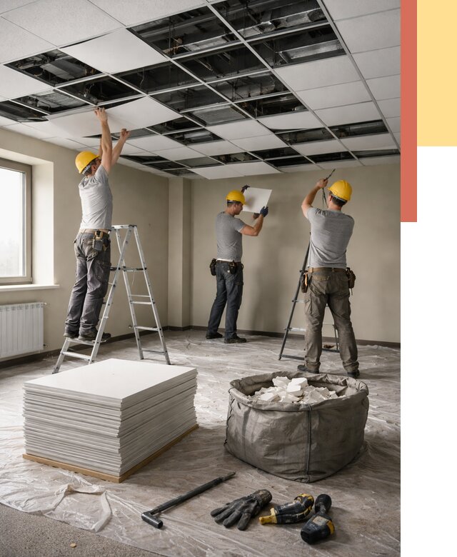 Демонтаж потолка Армстронг в Чите от 4658 руб. быстро и недорого | ОТДЕЛОЧНИК-Чта