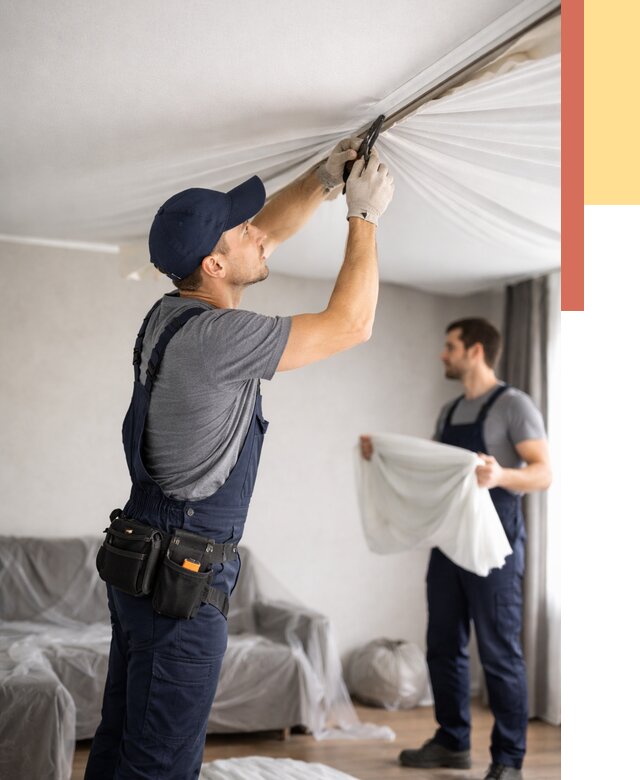 Демонтаж натяжного потолка в Чите от 4658 руб. — снятие и разбор под ключ | ОТДЕЛОЧНИК-Чта