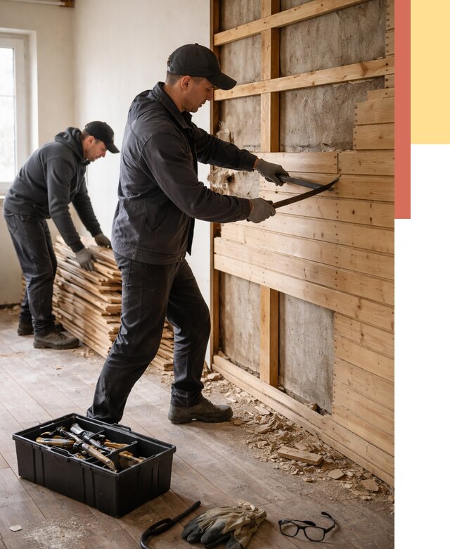 Демонтаж вагонки в Чите от 3933 руб/м2 — быстро и недорого | ОТДЕЛОЧНИК-Чта