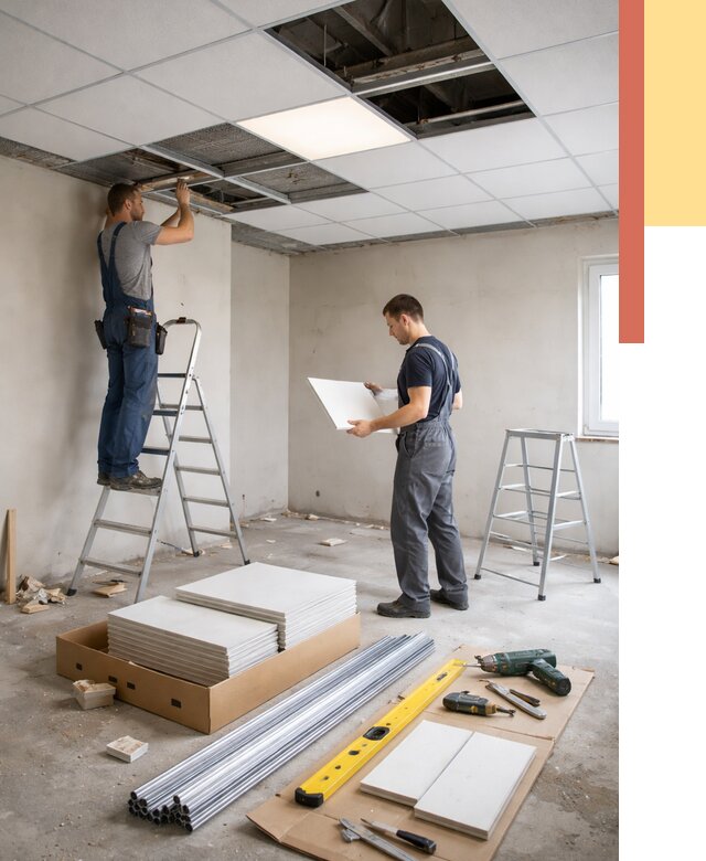 Монтаж потолка армстронг в Чите от 4658 руб/м2 — быстрая установка под ключ | ОТДЕЛОЧНИК-Чта