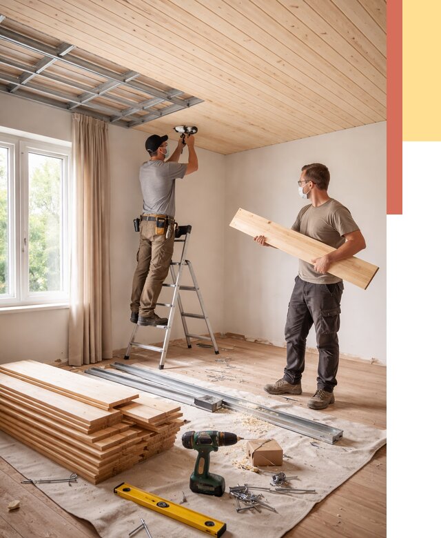 Монтаж потолка из вагонки в Чите от 6728 руб. | Быстро и недорого — ОТДЕЛОЧНИК-Чта