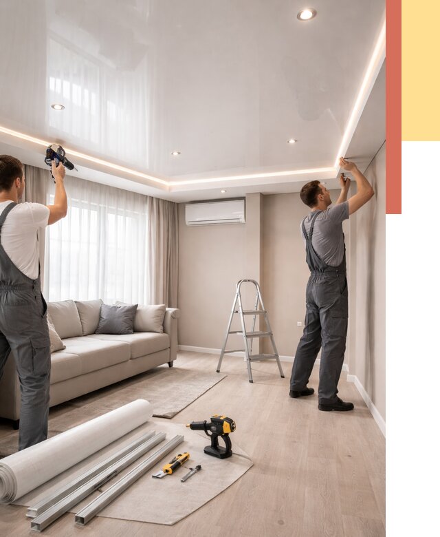 Монтаж глянцевого натяжного потолка в Чите от 776 руб. под ключ | ОТДЕЛОЧНИК-Чта