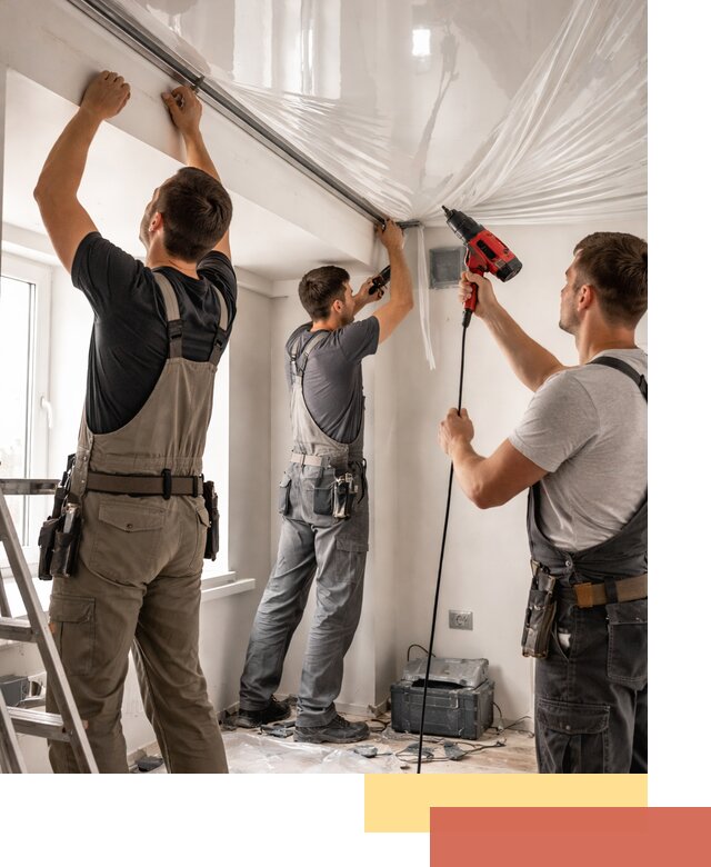 Монтаж глянцевого натяжного потолка в Чите быстро и качественно