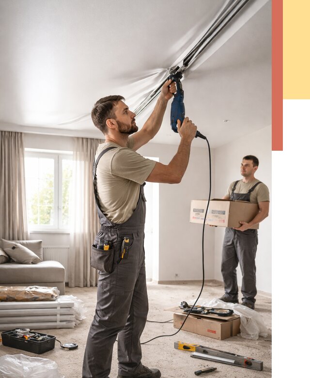 Монтаж сатинового натяжного потолка в Чите от 3623 руб. | Быстро, недорого — ОТДЕЛОЧНИК-Чта