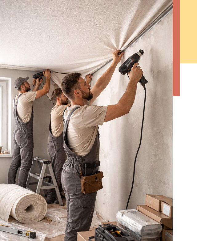 Монтаж фактурного натяжного потолка в Чите от 776 руб. — ОТДЕЛОЧНИК-Чта