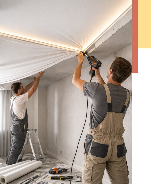 Монтаж натяжного потолка с подсветкой в Чите от 983 руб. | ОТДЕЛОЧНИК-Чта