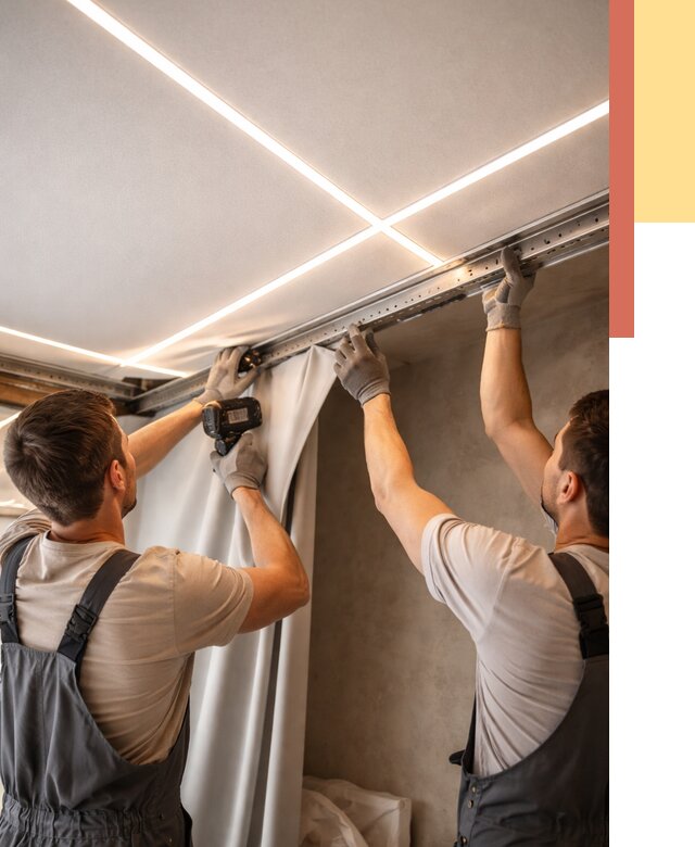 Монтаж натяжного потолка со световыми линиями в Чите от 1242 руб. | ОТДЕЛОЧНИК-Чта