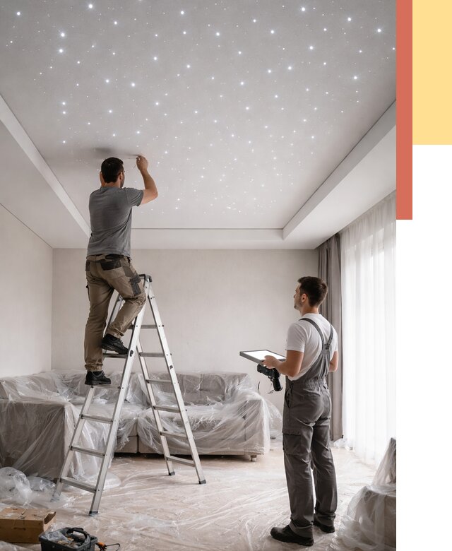 Монтаж натяжного потолка «звездное небо» в Чите от 6728 руб. | ОТДЕЛОЧНИК-Чта