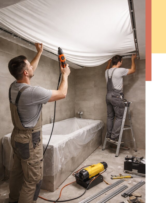 Монтаж натяжного потолка в ванной в Чите от 1242 руб. под ключ | ОТДЕЛОЧНИК-Чта