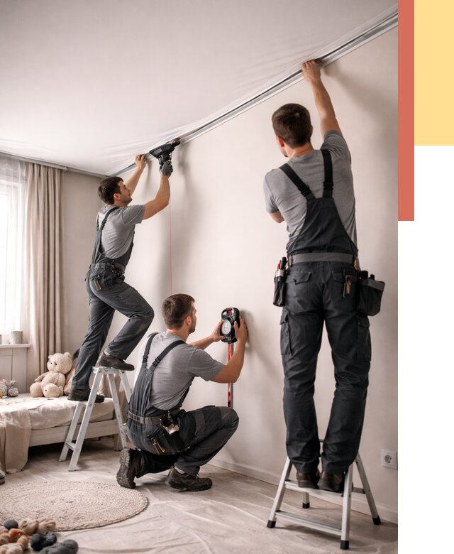 Монтаж натяжного потолка в детской в Чите от 3623 руб. — быстро и недорого | ОТДЕЛОЧНИК-Чта